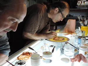 didier, travail, peinture sur vitraux